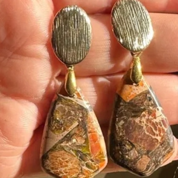 HAND CRAFTED VINTAGE SET/Natural Wood Necklaces/Bracelet & Sea Sediment Earrings - Picture 2 of 12